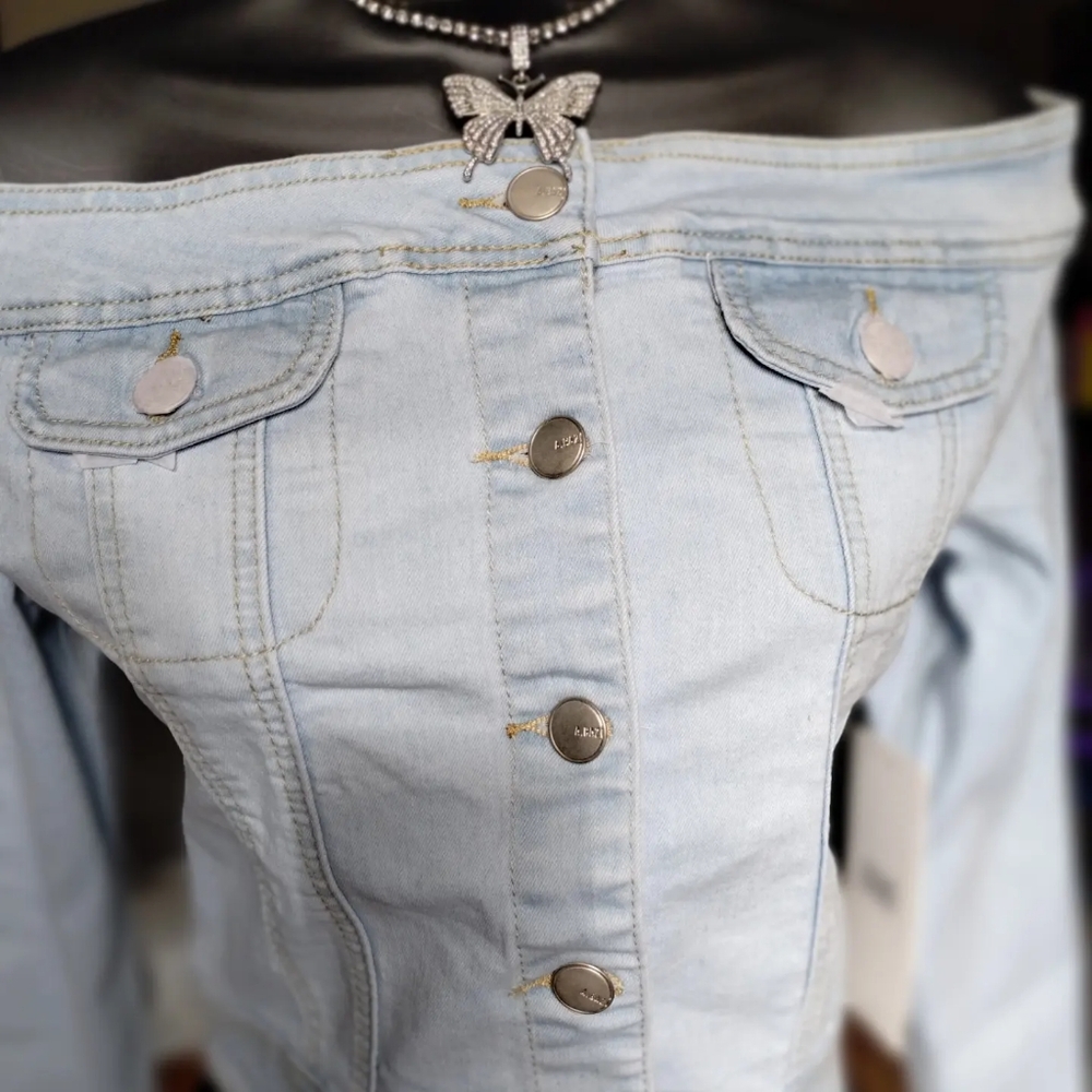 Off Shoulder Denim Top